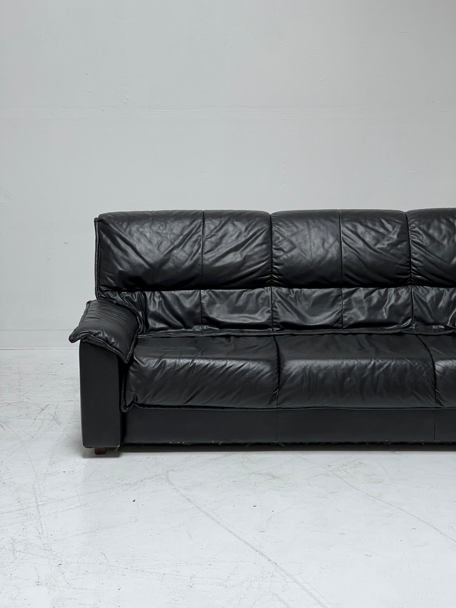 Italian Black Leather Sofa