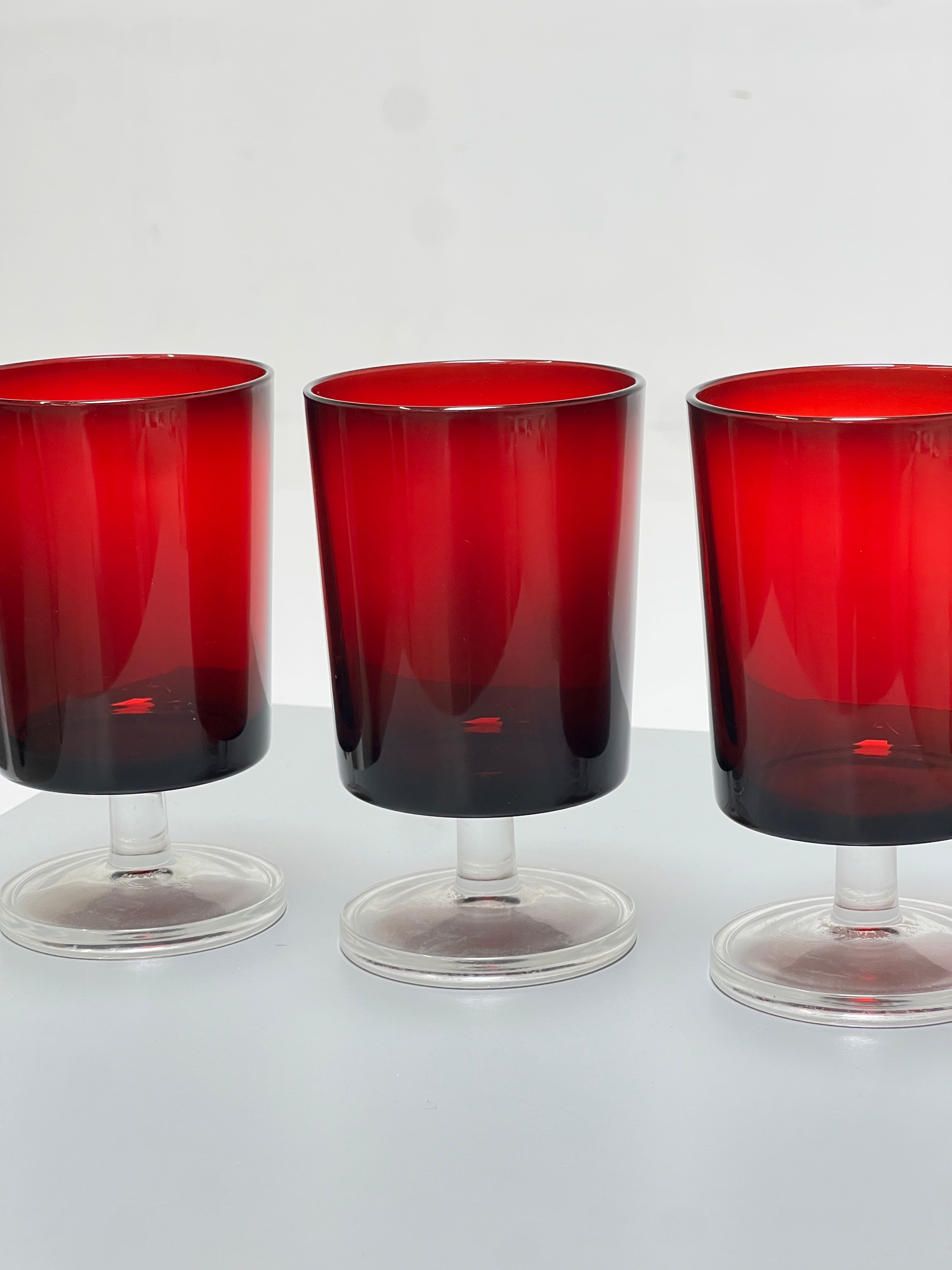 Mid-Century Red Cocktail Glasses, Made in France