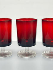 Mid-Century Red Cocktail Glasses, Made in France