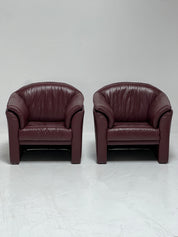 1980s Post-Modern Burgundy Lounge Chairs by Brayton International