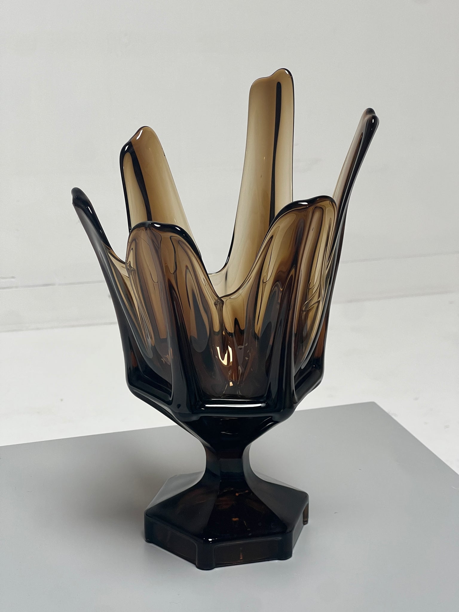 1960s Mid-Century Smoked Brown Glass Vase by Viking Glass Co.