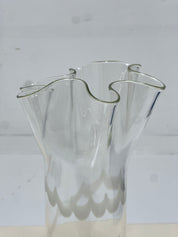 Handblown Glass Vase with White Detail