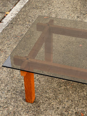 Mid-Century Teak Coffee Table with Smoked Glass