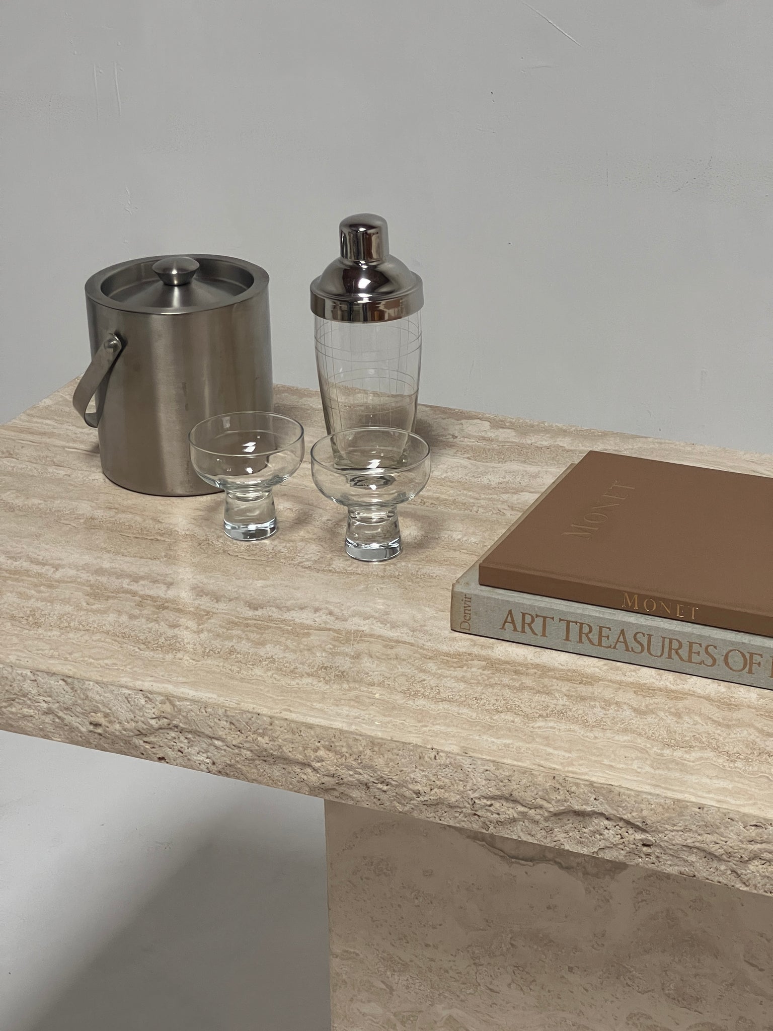 Travertine Console Table by Stone International, Made in Italy