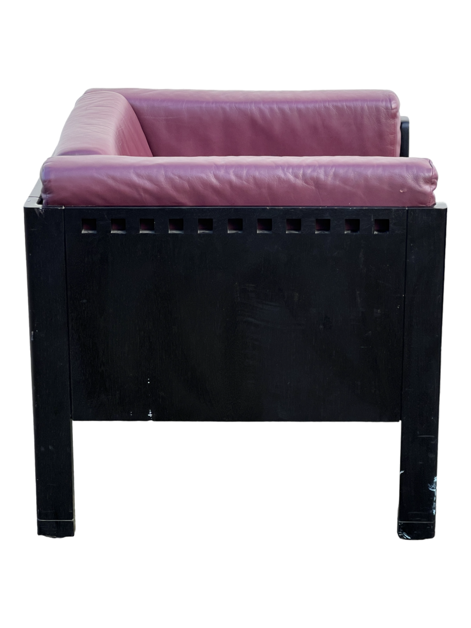 1980s Ebonized-Walnut Postmodern Purple Leather Chairs by Brian Kane
