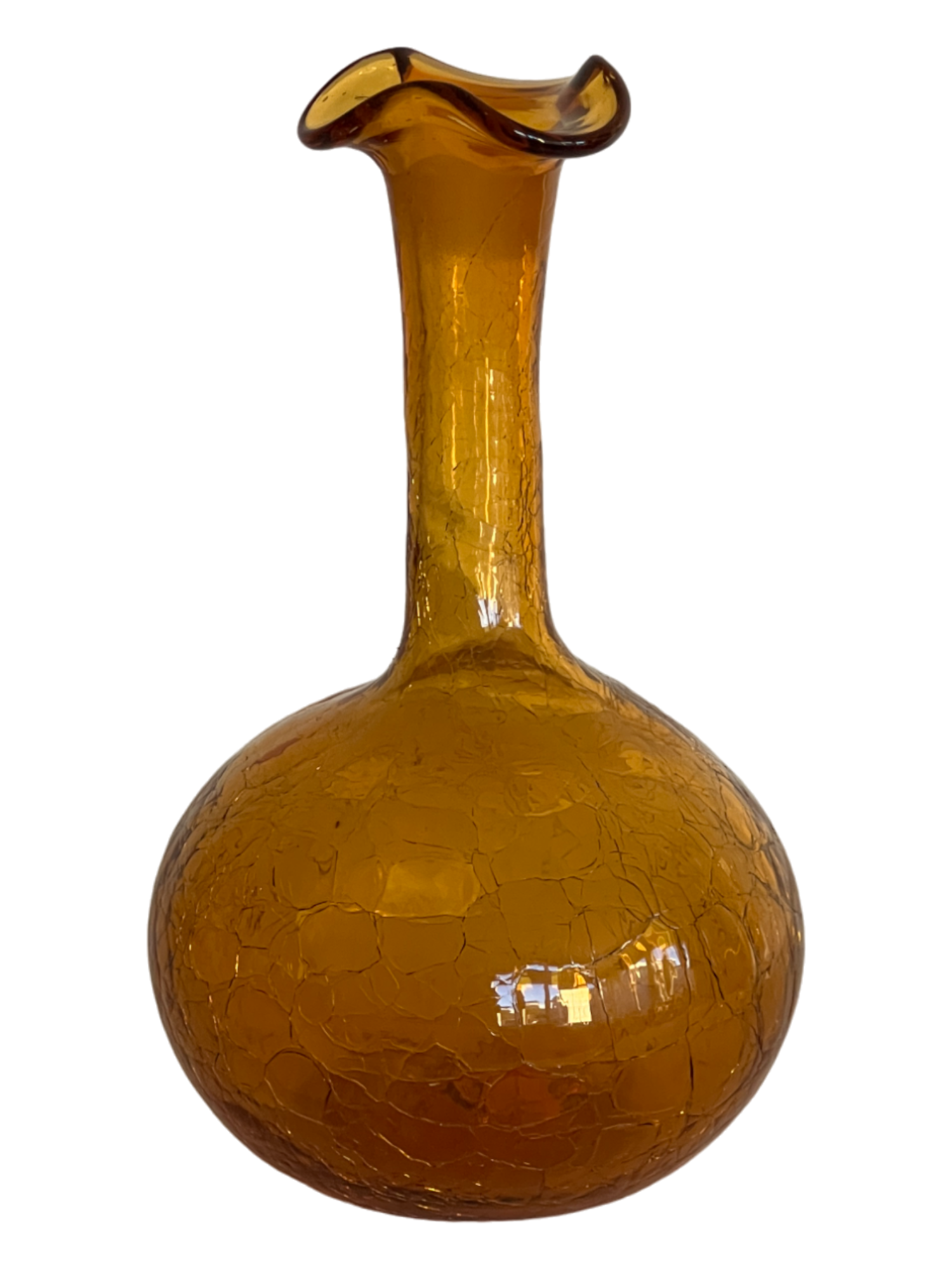 Amber Shattered-Style Glass Vase