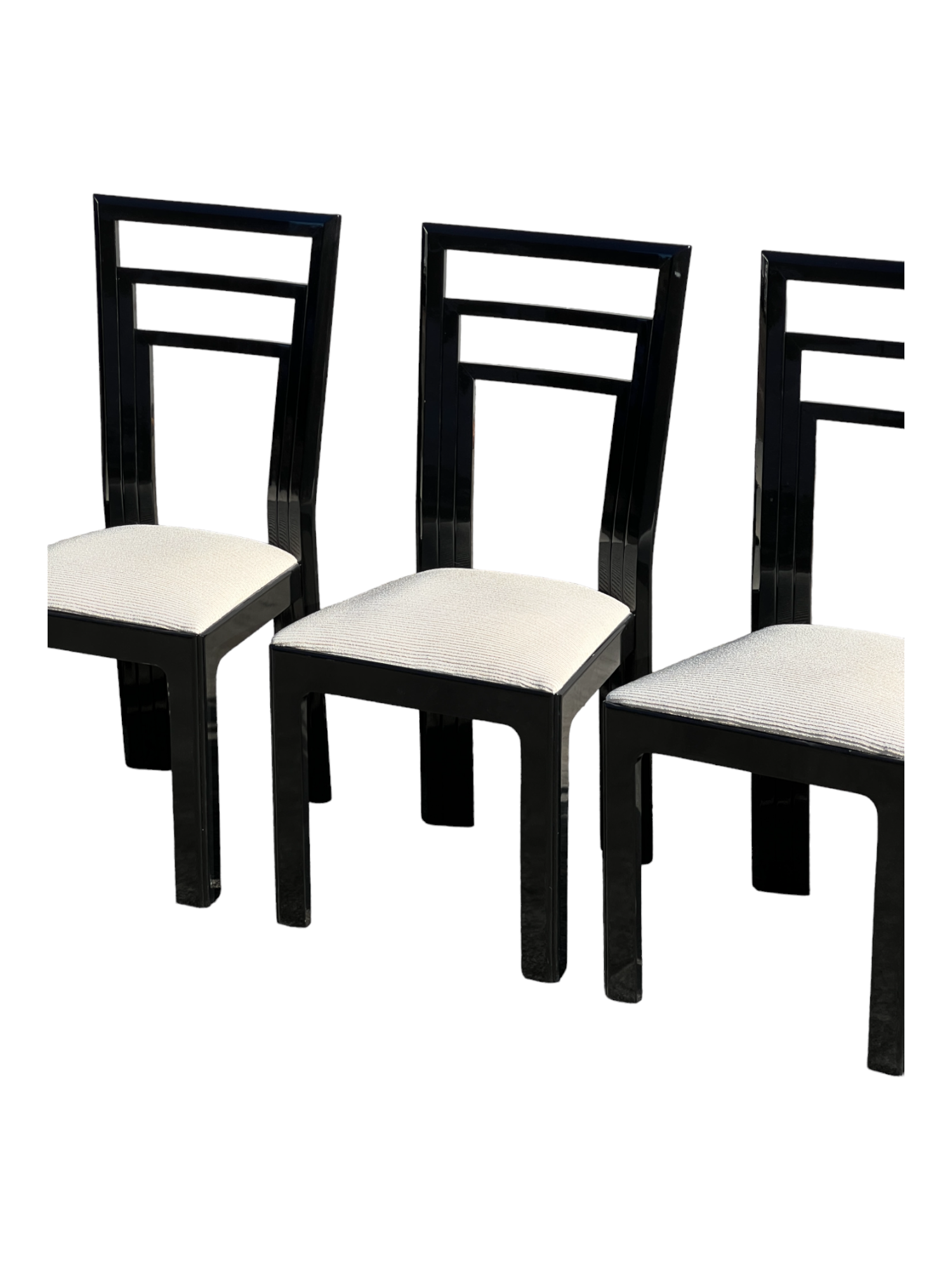 1980s Italian Black Lacquered Dining Chairs