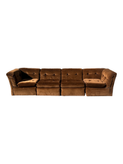 1980s Brown Velvet Modular Sofa