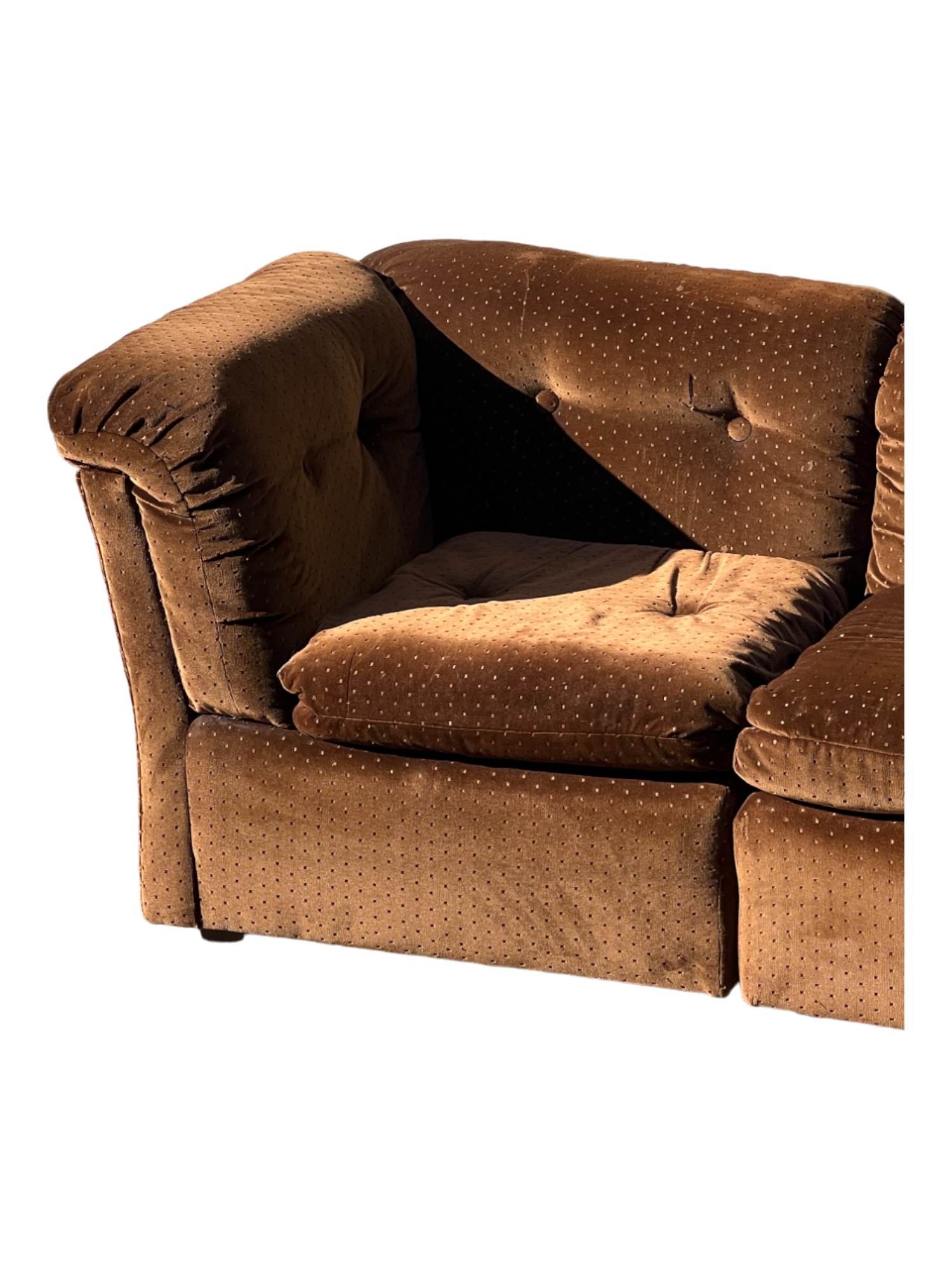 1980s Brown Velvet Modular Sofa