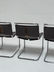Knoll B33 Chairs in Brown Leather by Marcel Breuer, 1970s