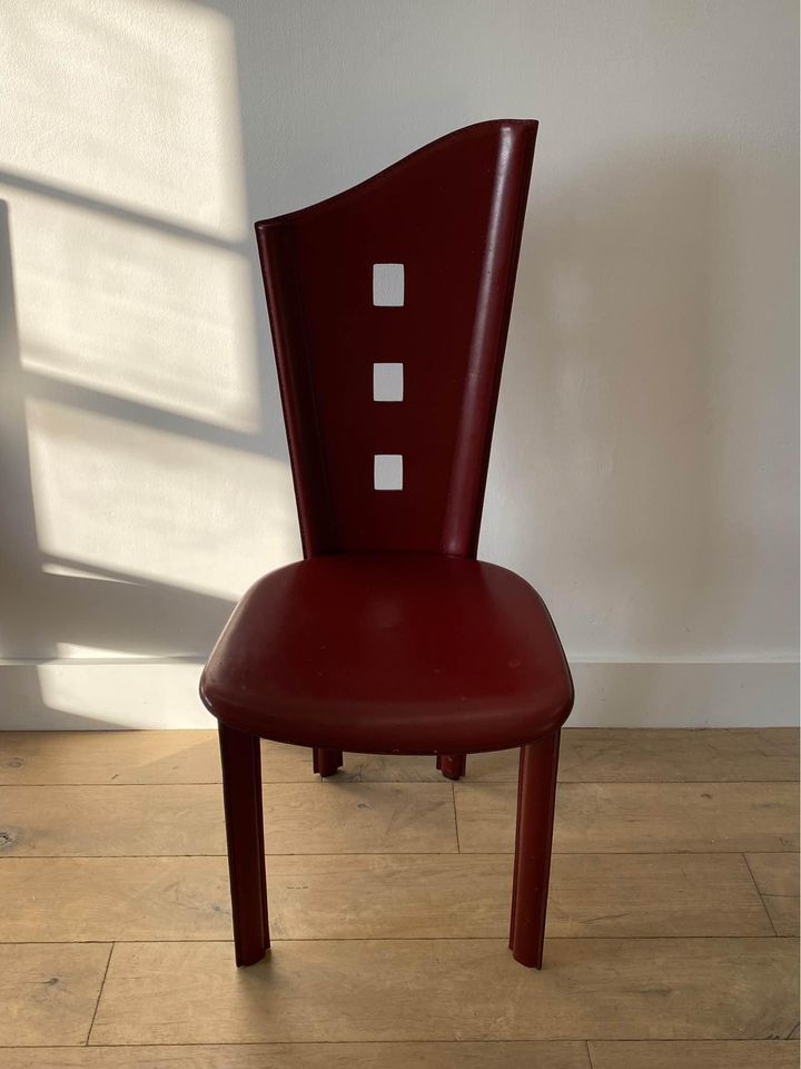 Red Leather Dining Chairs by Artedi