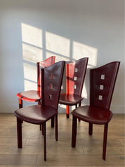 Red Leather Dining Chairs by Artedi