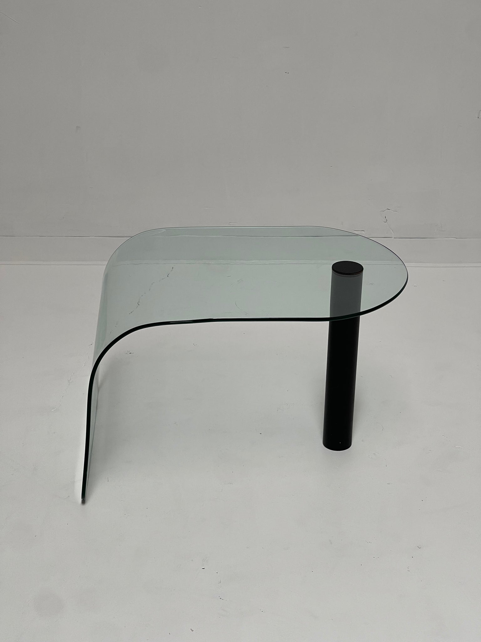 1980s Glass Waterfall End Table