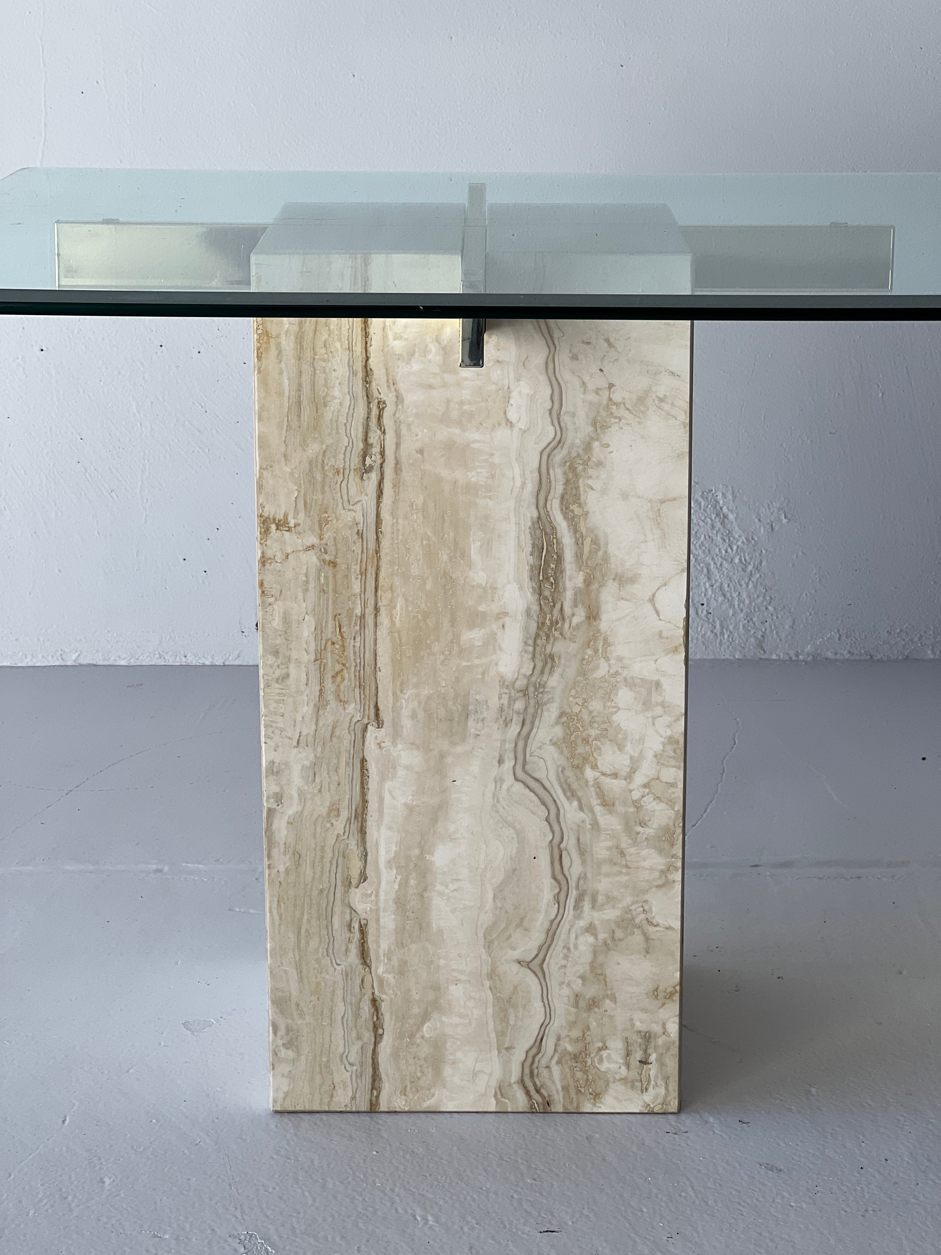 Marble End Table with Brass Detail