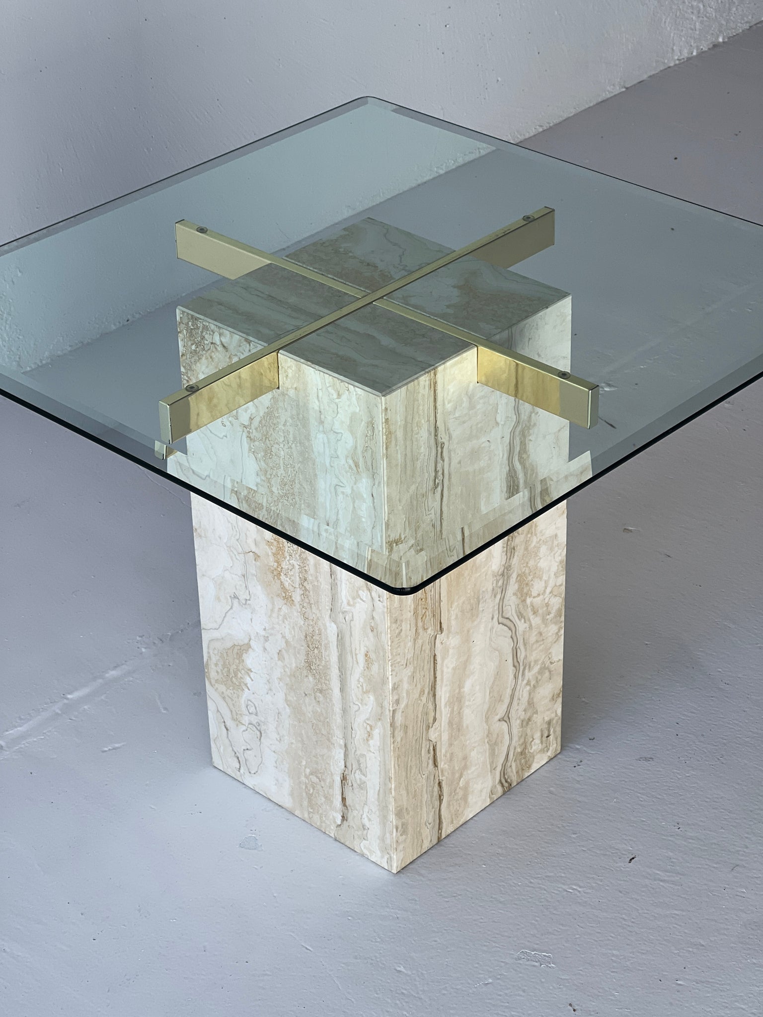 Marble End Table with Brass Detail