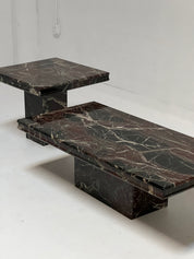 Italian Rosso Levanto Marble End Table