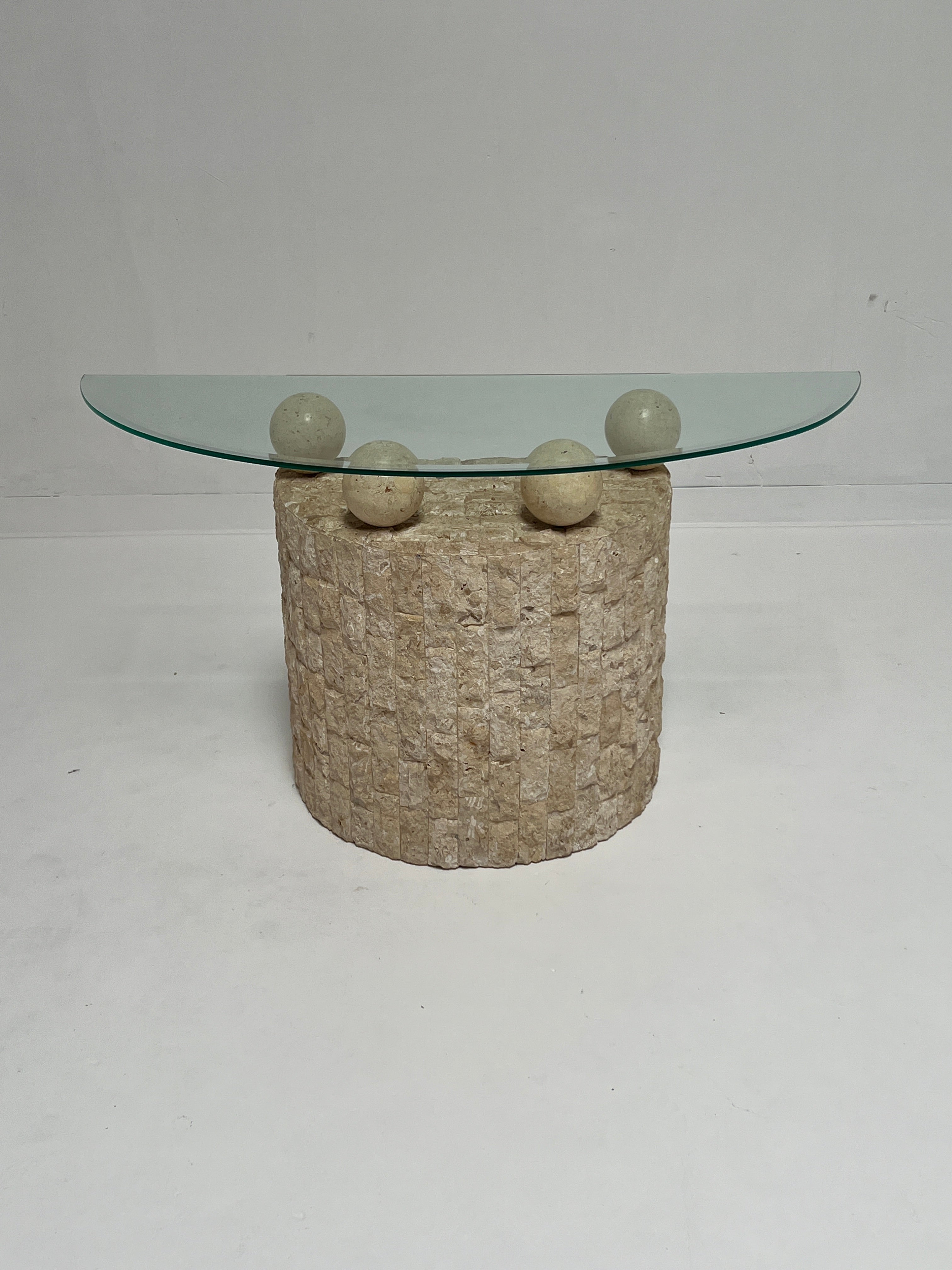 Tessellated Stone Travertine Console Table
