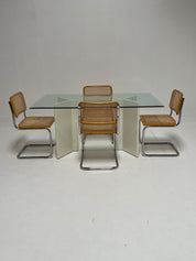 Post Modern Double Pedestal Glass Dining Table