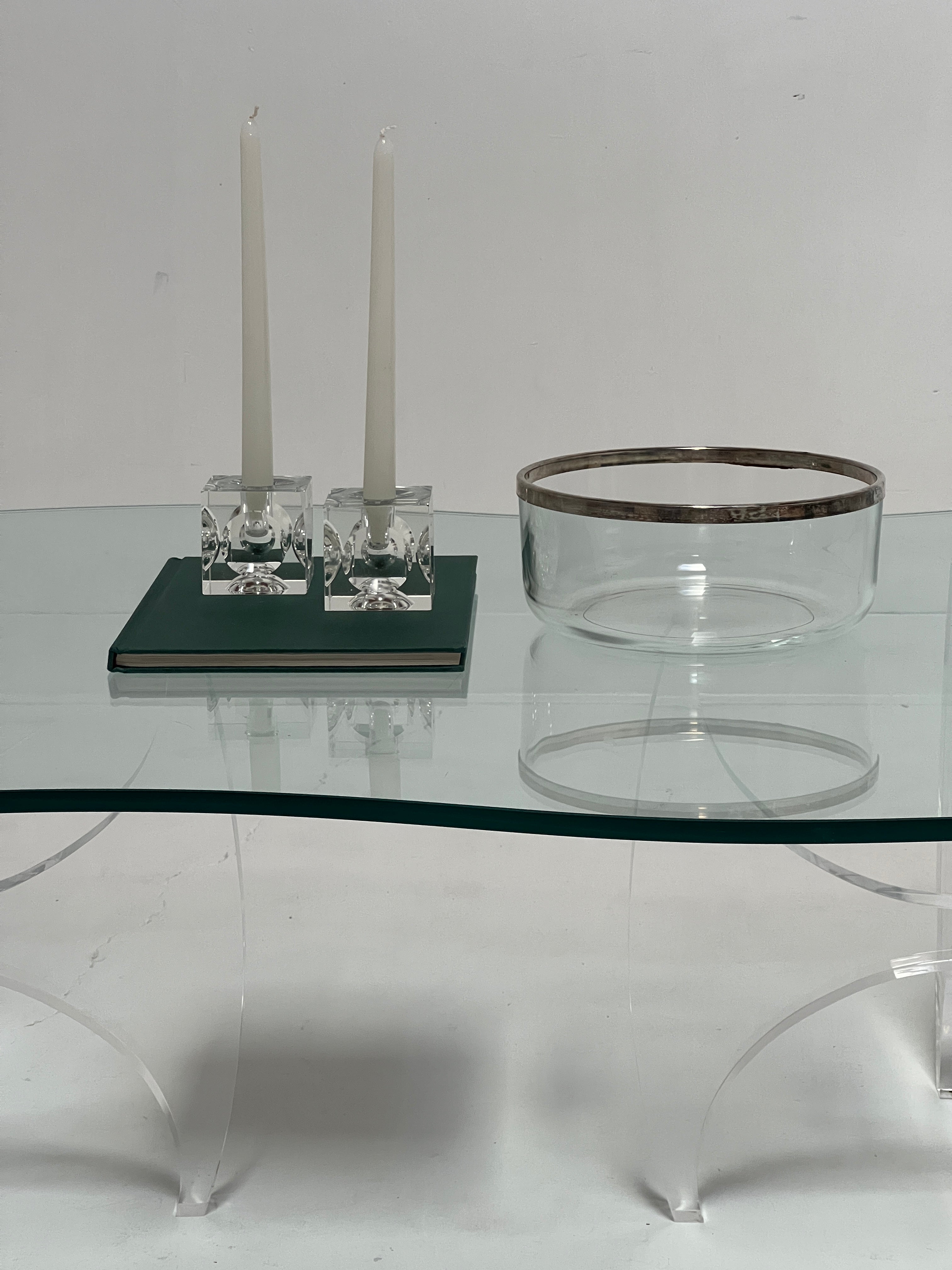 Lucite & Glass Organic Coffee Table