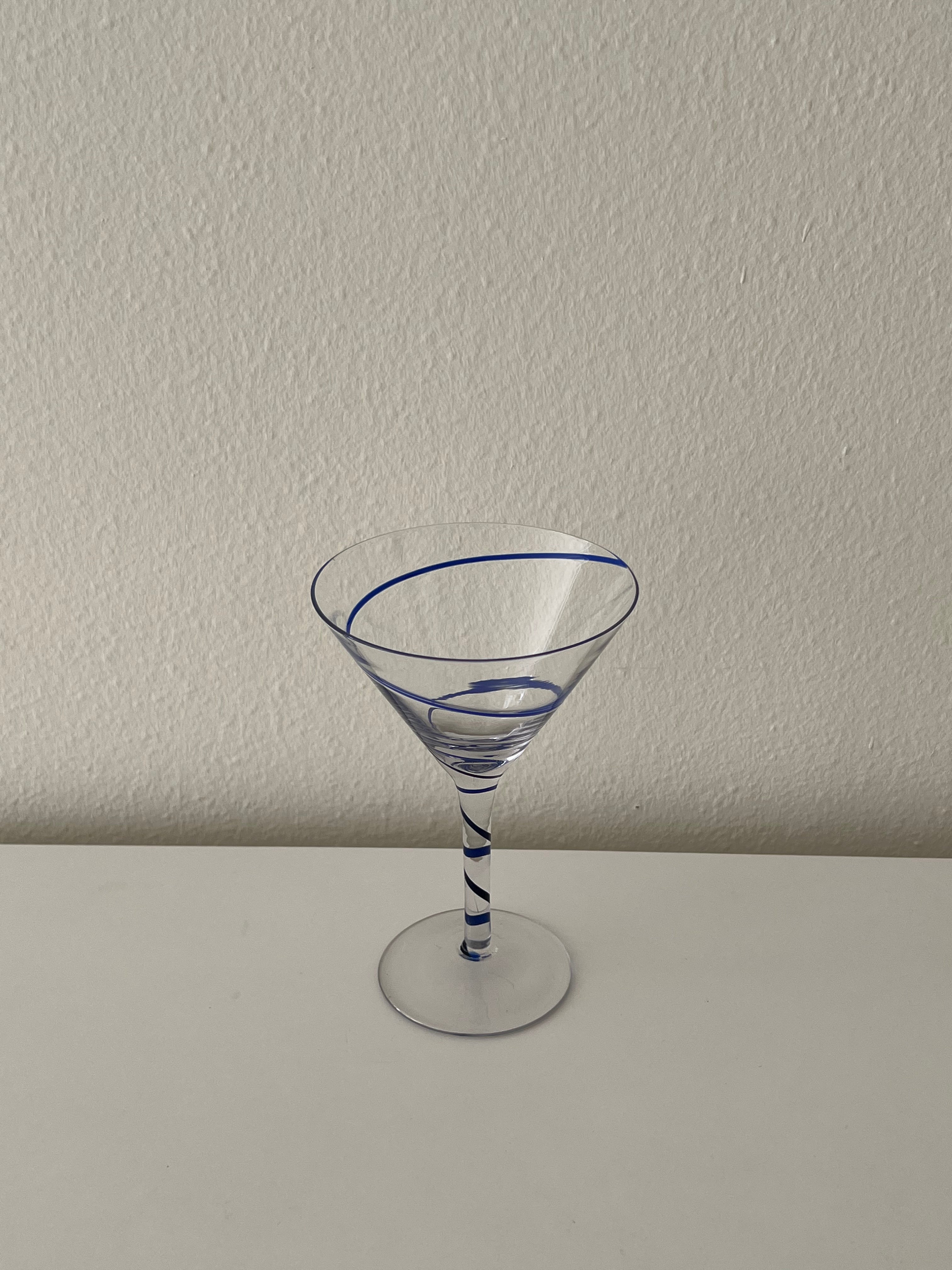 Cobalt Blue Spiral Martini Glasses