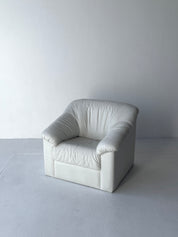 Vintage White Leather Arm Chair