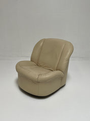 Beige Leather Swivel Clam Chair