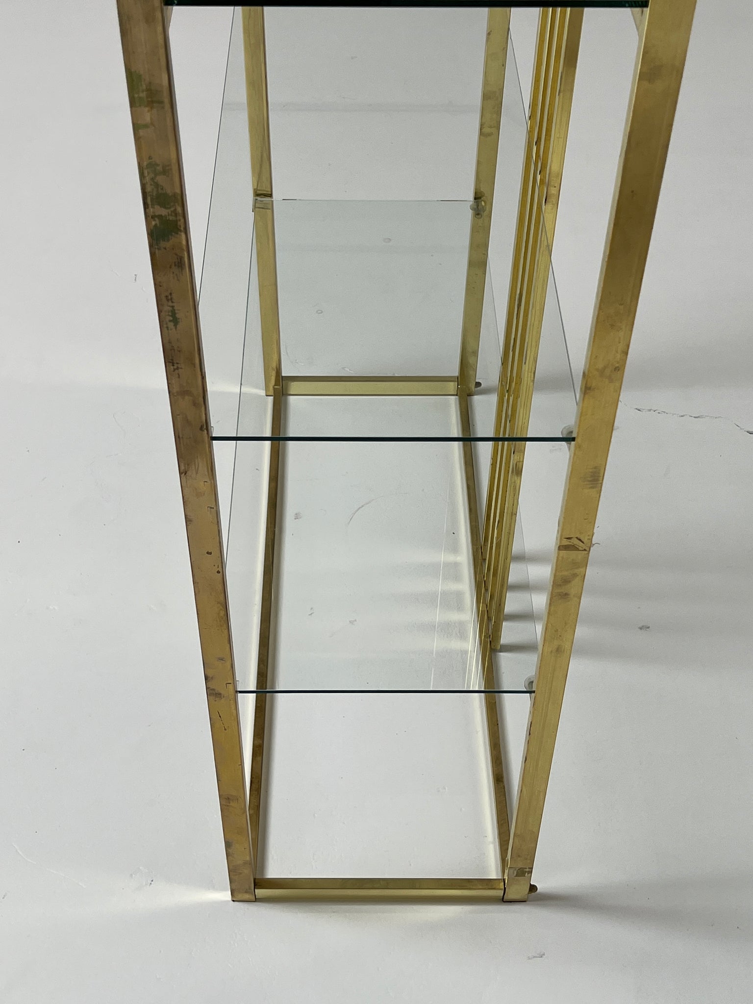 Mid Century Brass Etagere with Glass Shelves