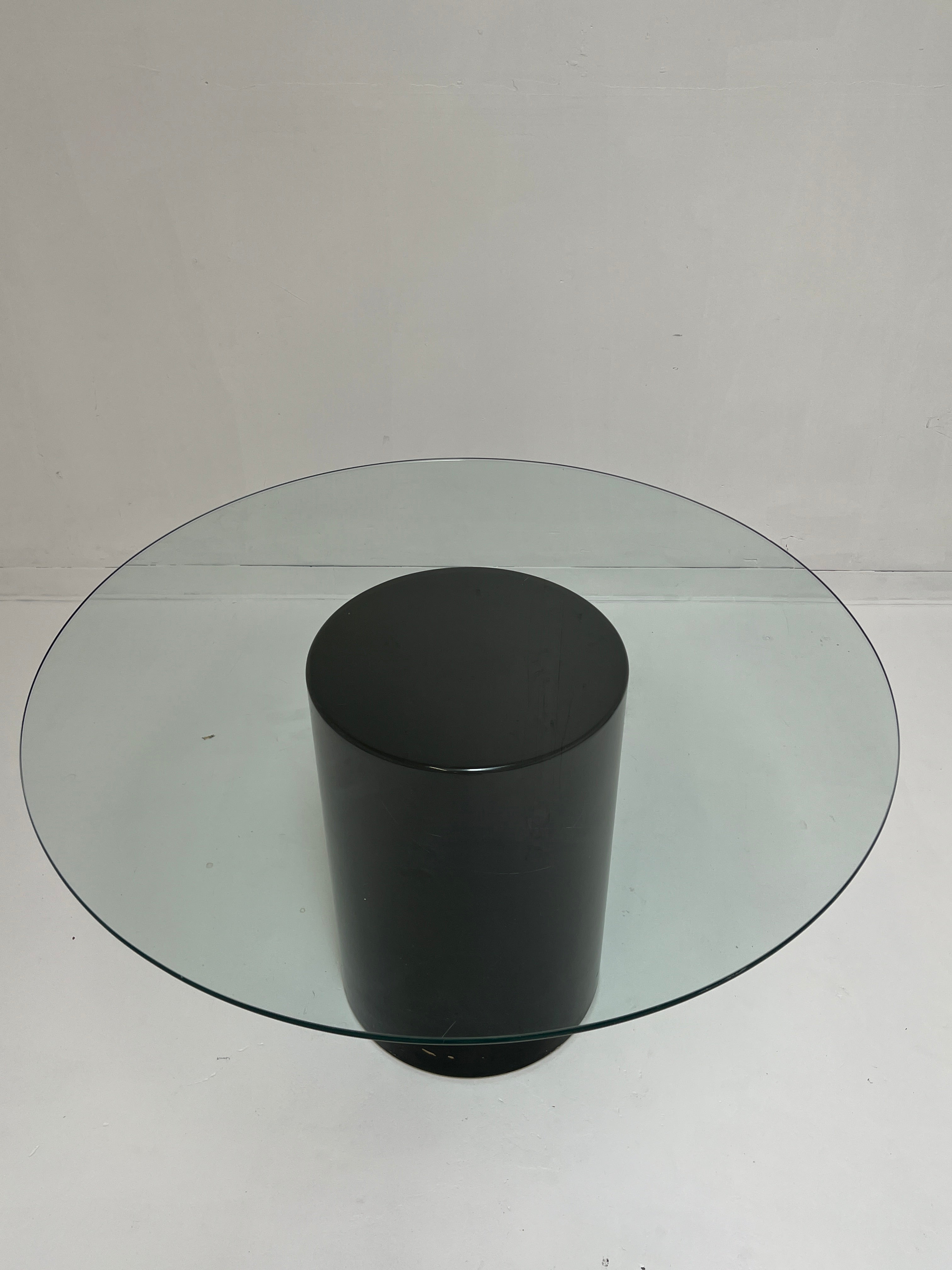 Italian Lacquer Black Pedestal Dining Table