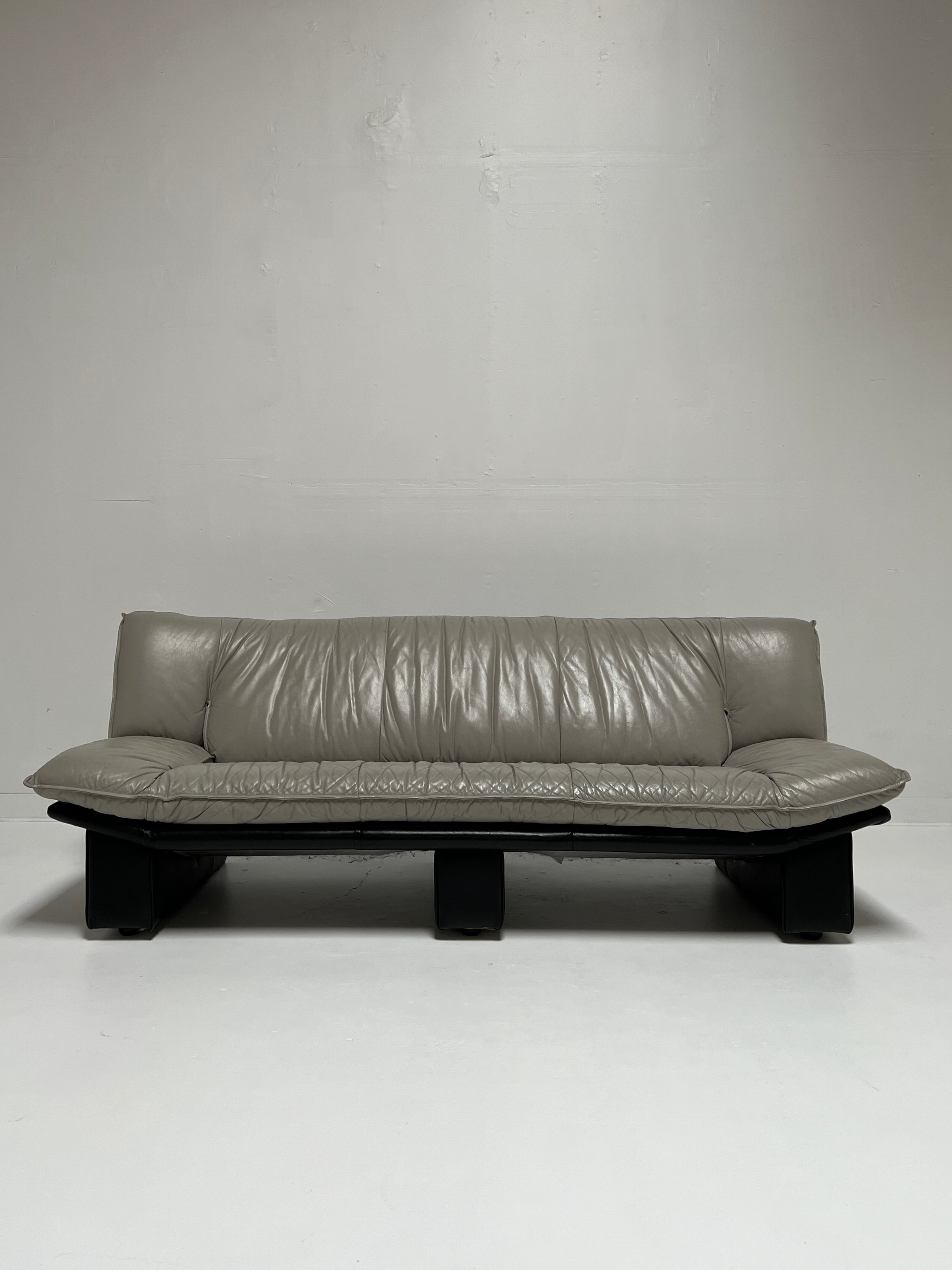 Italian Nicoletti Style Leather Sofa