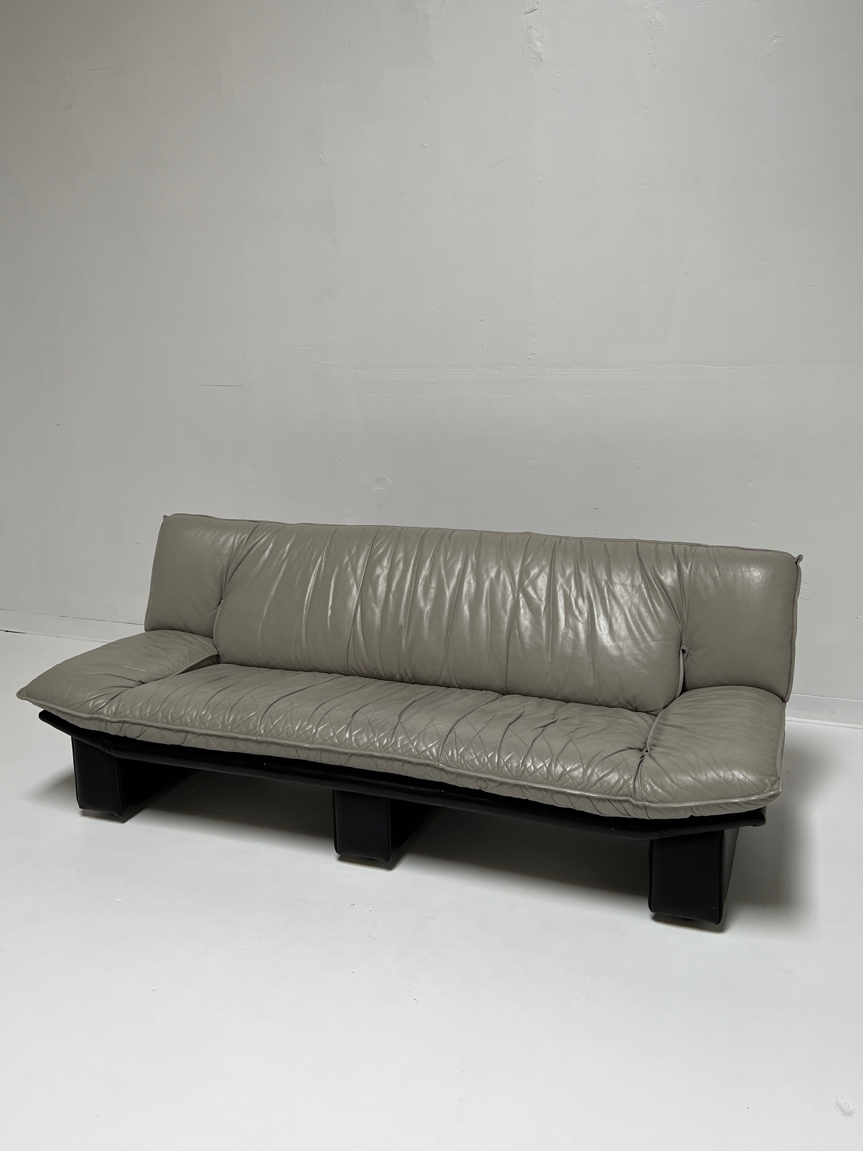 Italian Nicoletti Style Leather Sofa