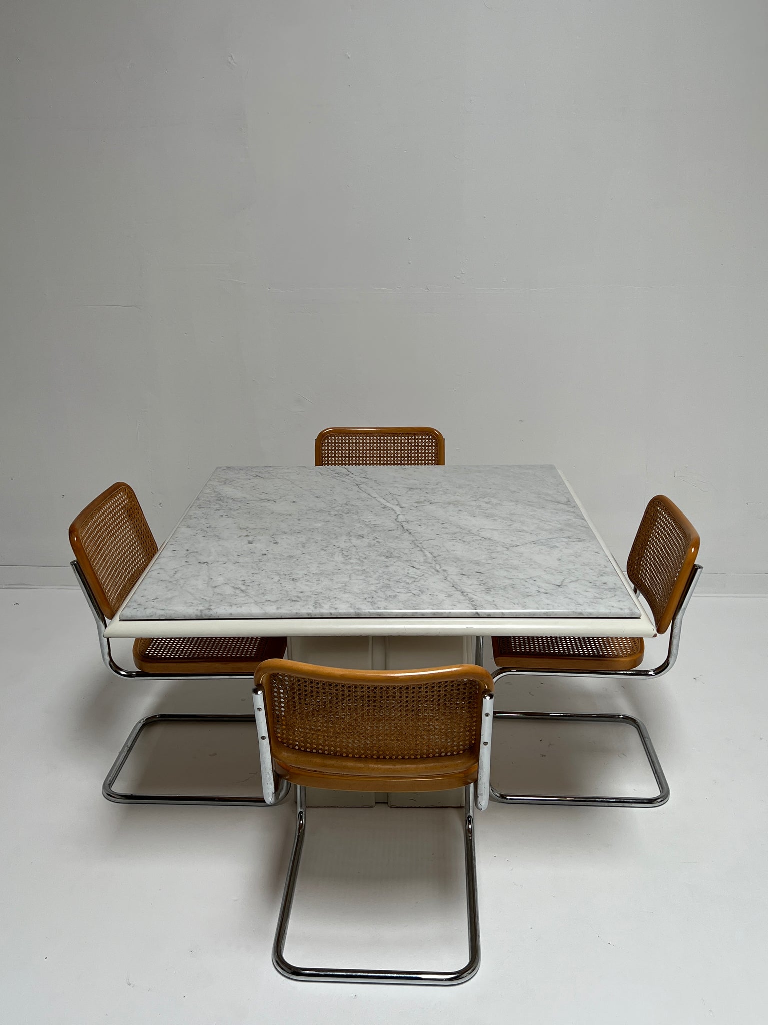 White Marble Pedestal Dining Table
