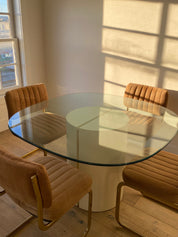 Cream Laminate Pedestal Dining Table