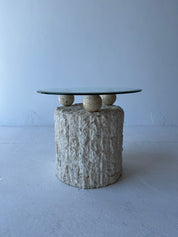 Tessellated Travertine End Table