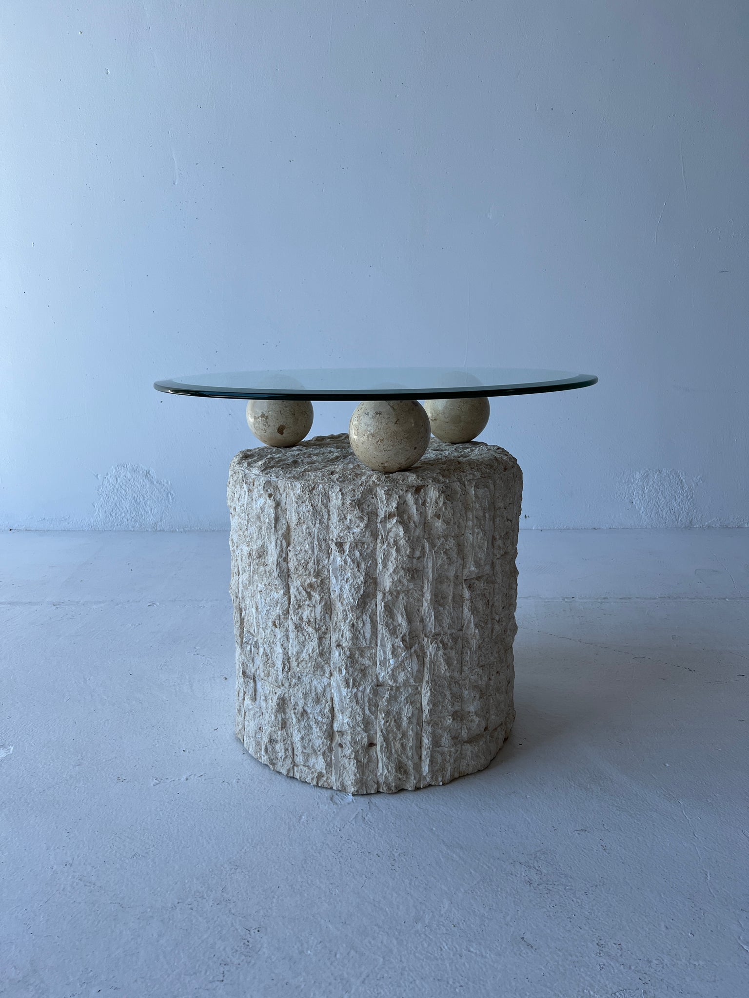 Tessellated Travertine End Table