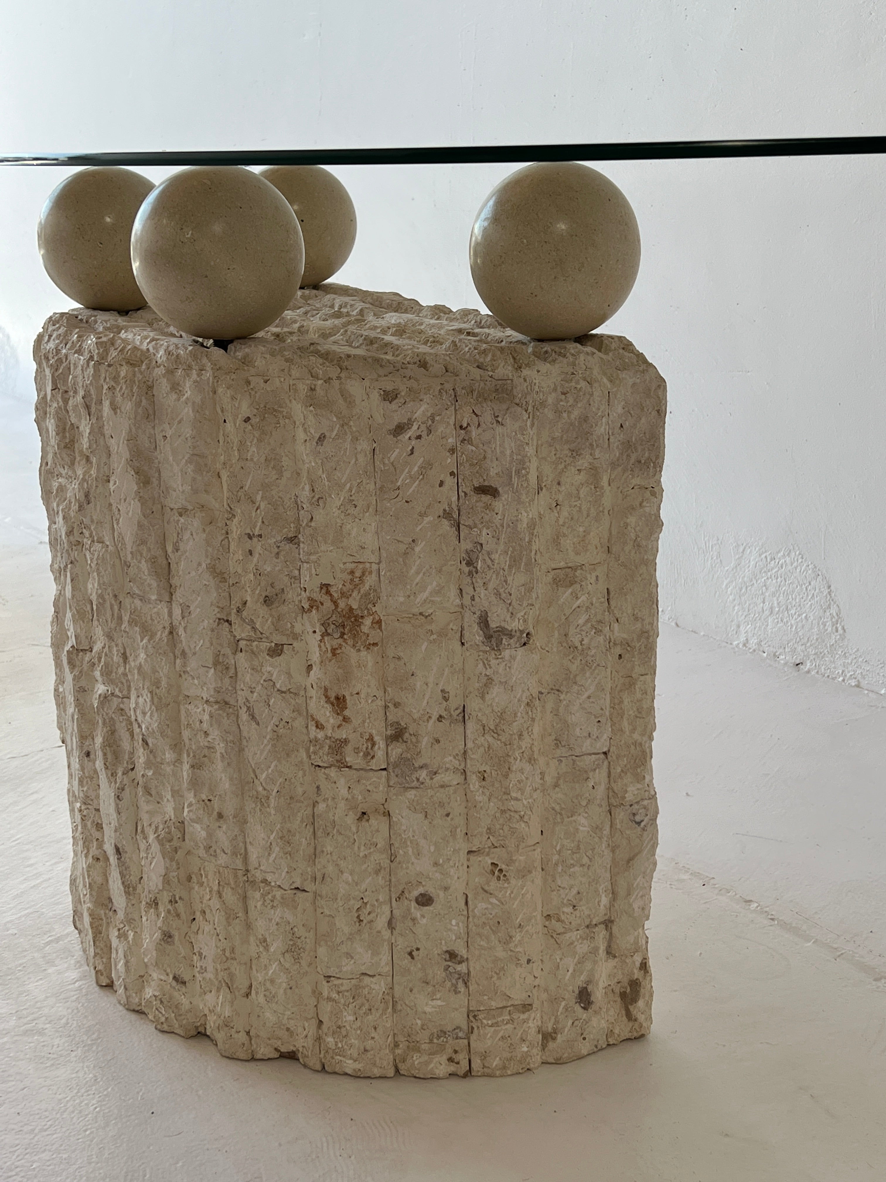 Tessellated Travertine Console Table