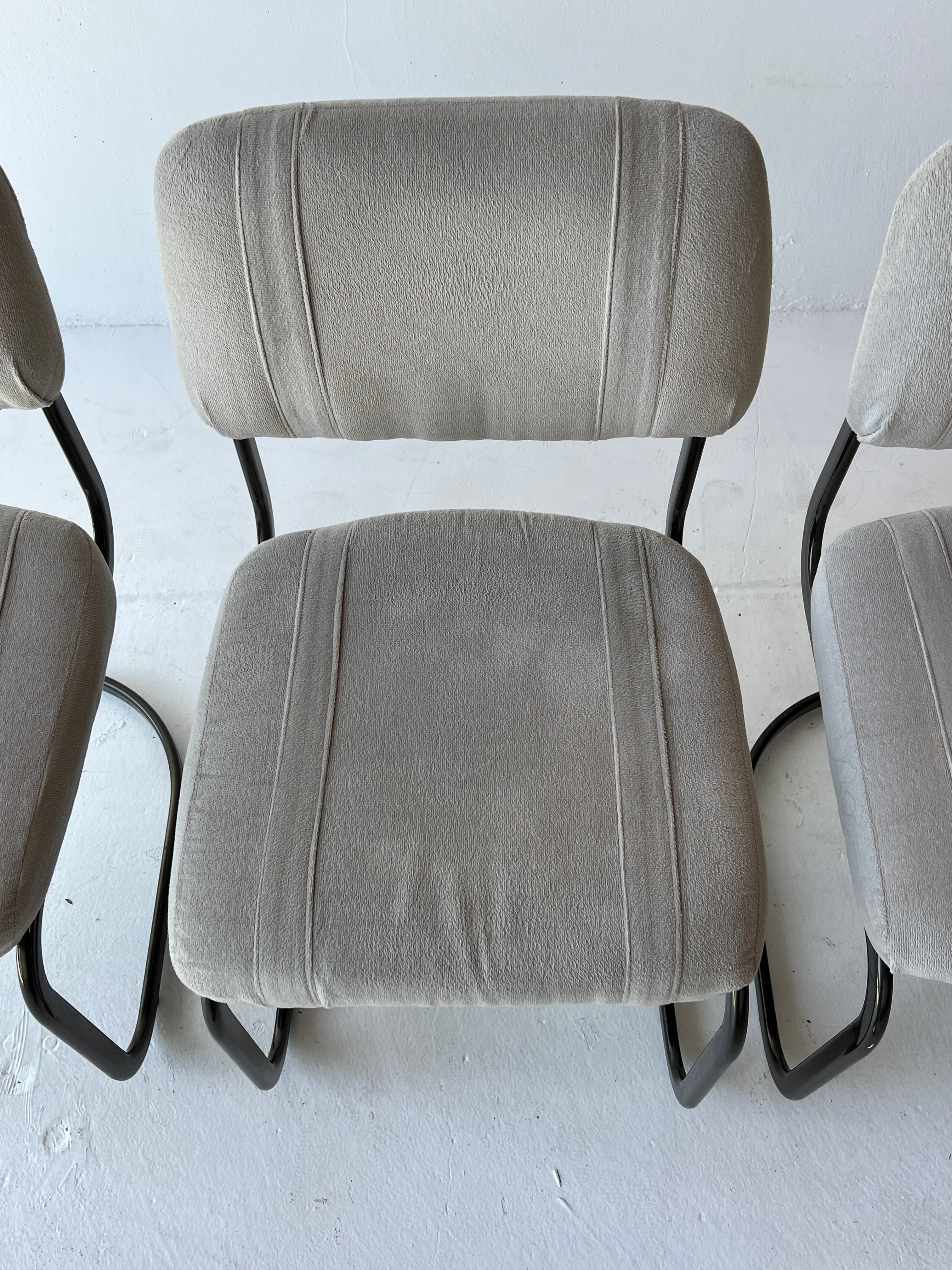 Grey and Black Cantilever Dining Chairs