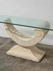 Tessellated Travertine Console Table, Made in the Phillipines