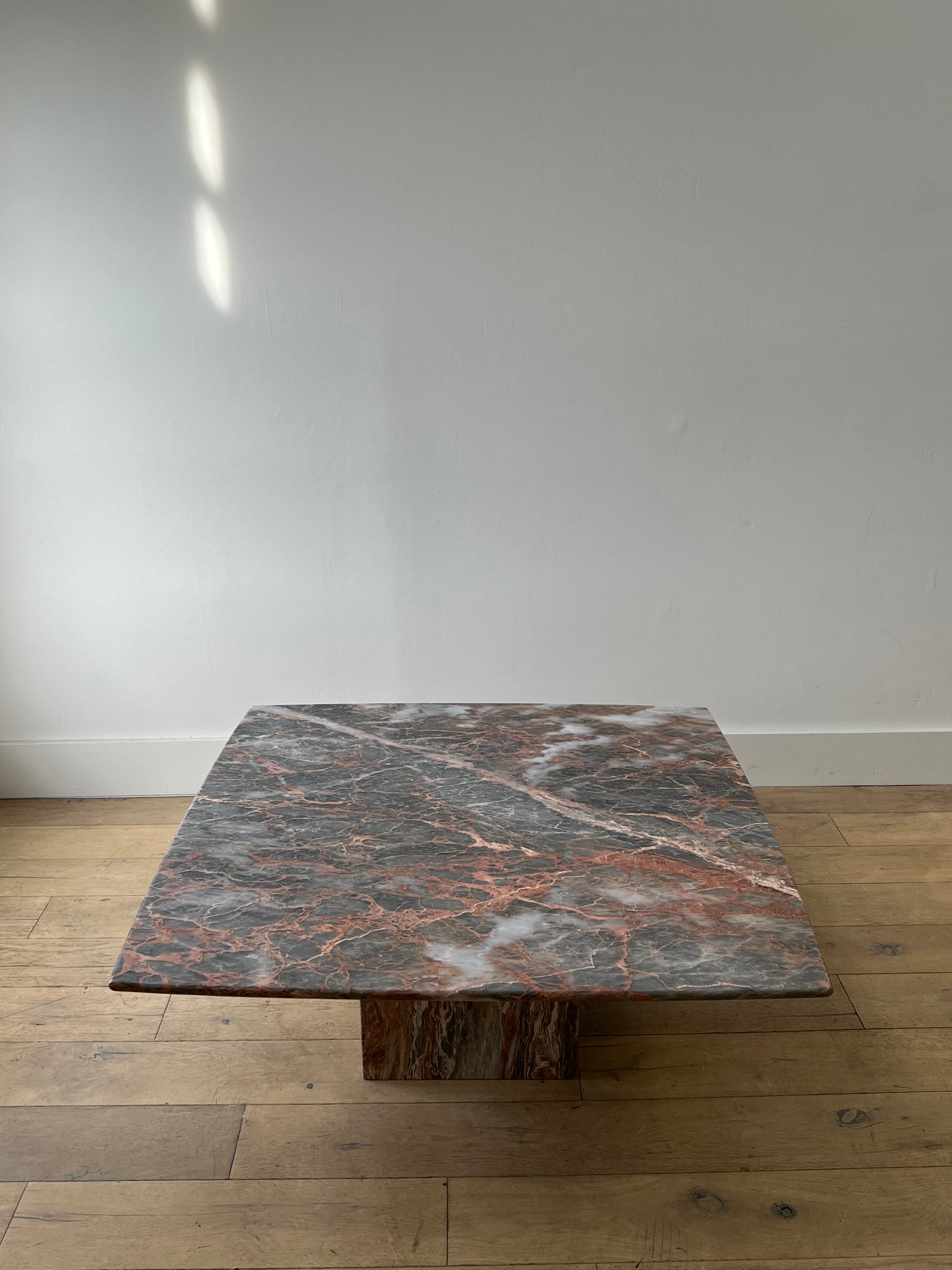 Vintage Italian Pink and Gray Marble Coffee Table- 1970s