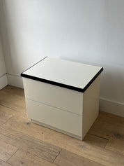 Vintage Italian White and Black Lacquer Nightstand- 1980s