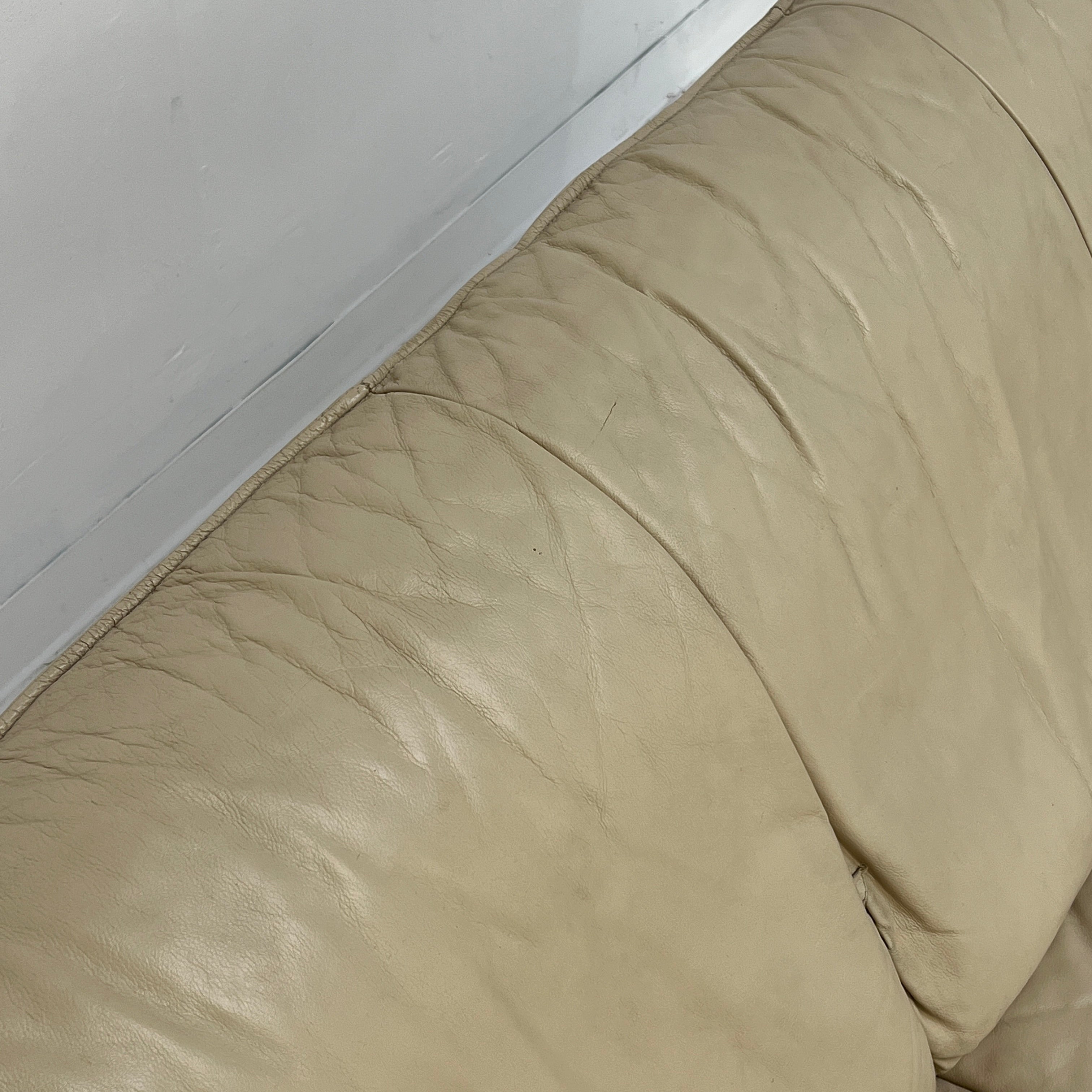 Post Modern Off White / Beige Leather Sofa