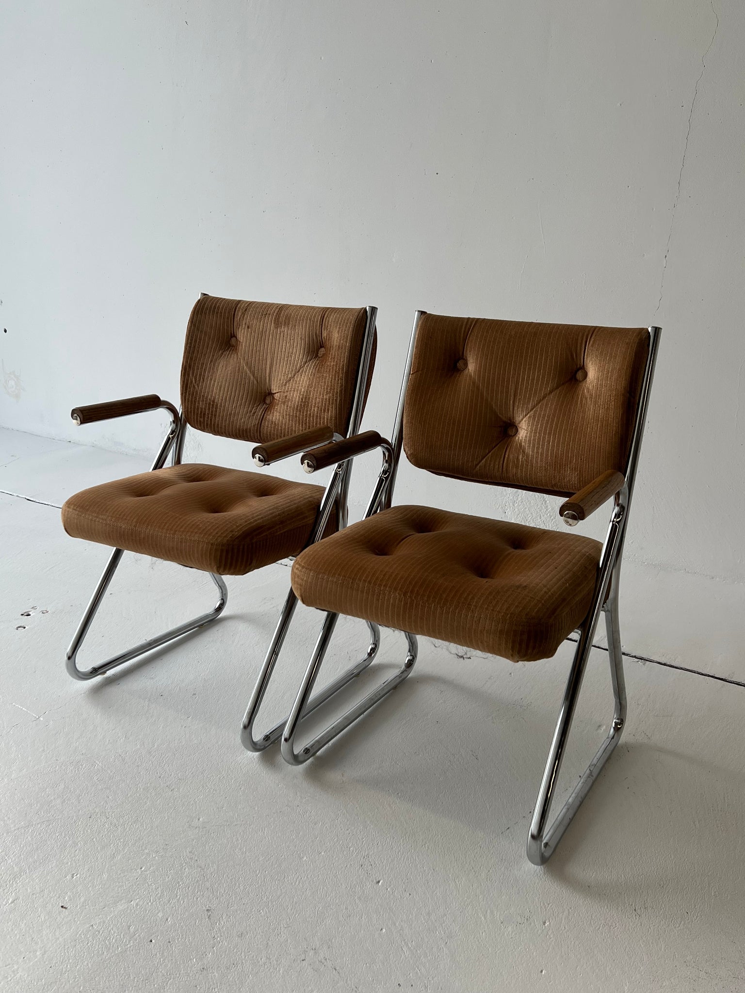 1970s Chrome Arm Chairs by Douglas Furniture