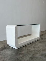 Off White Plaster Console with Glass Top