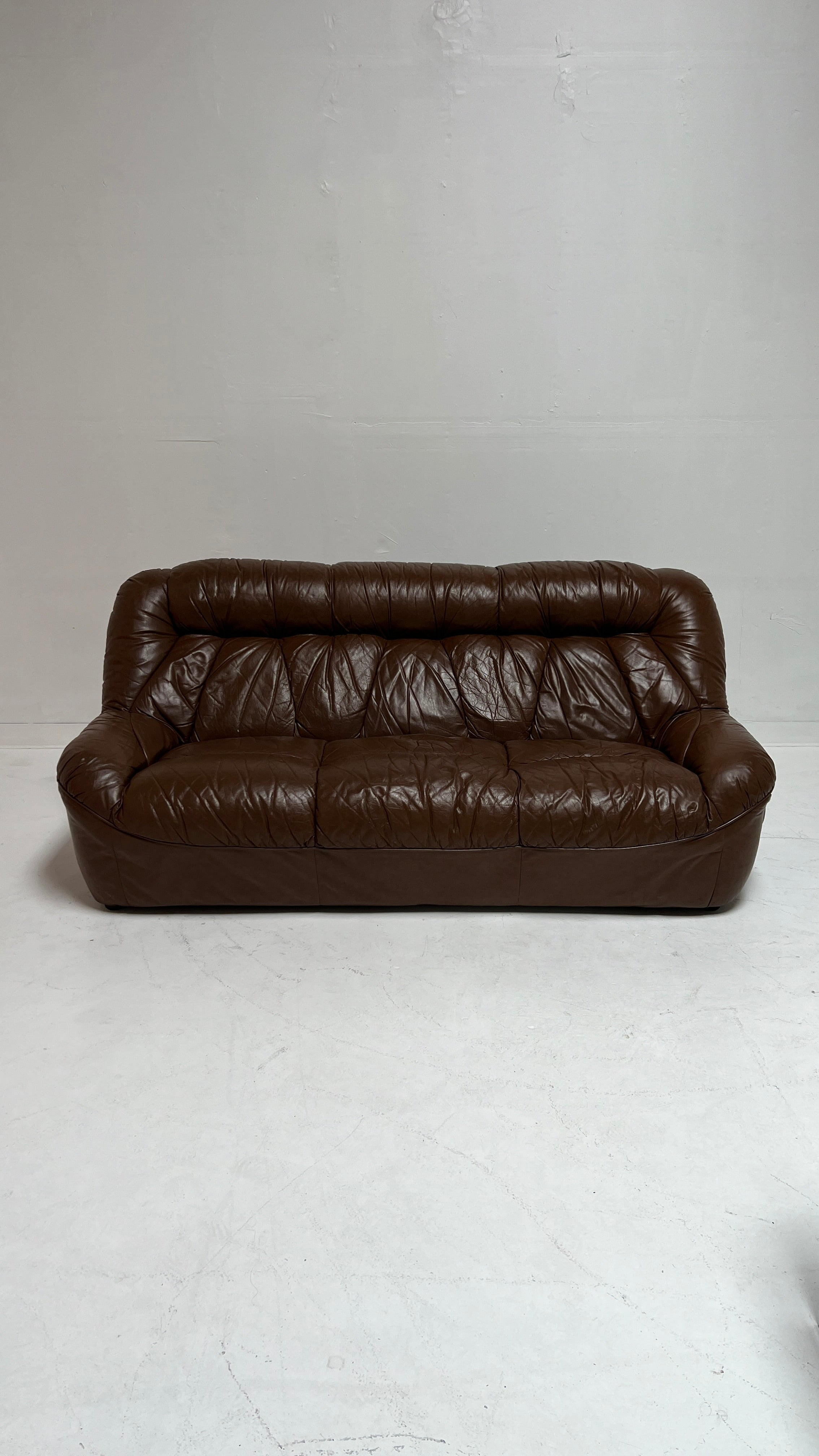 1980s Belgian Brown Leather Sofa for Velda