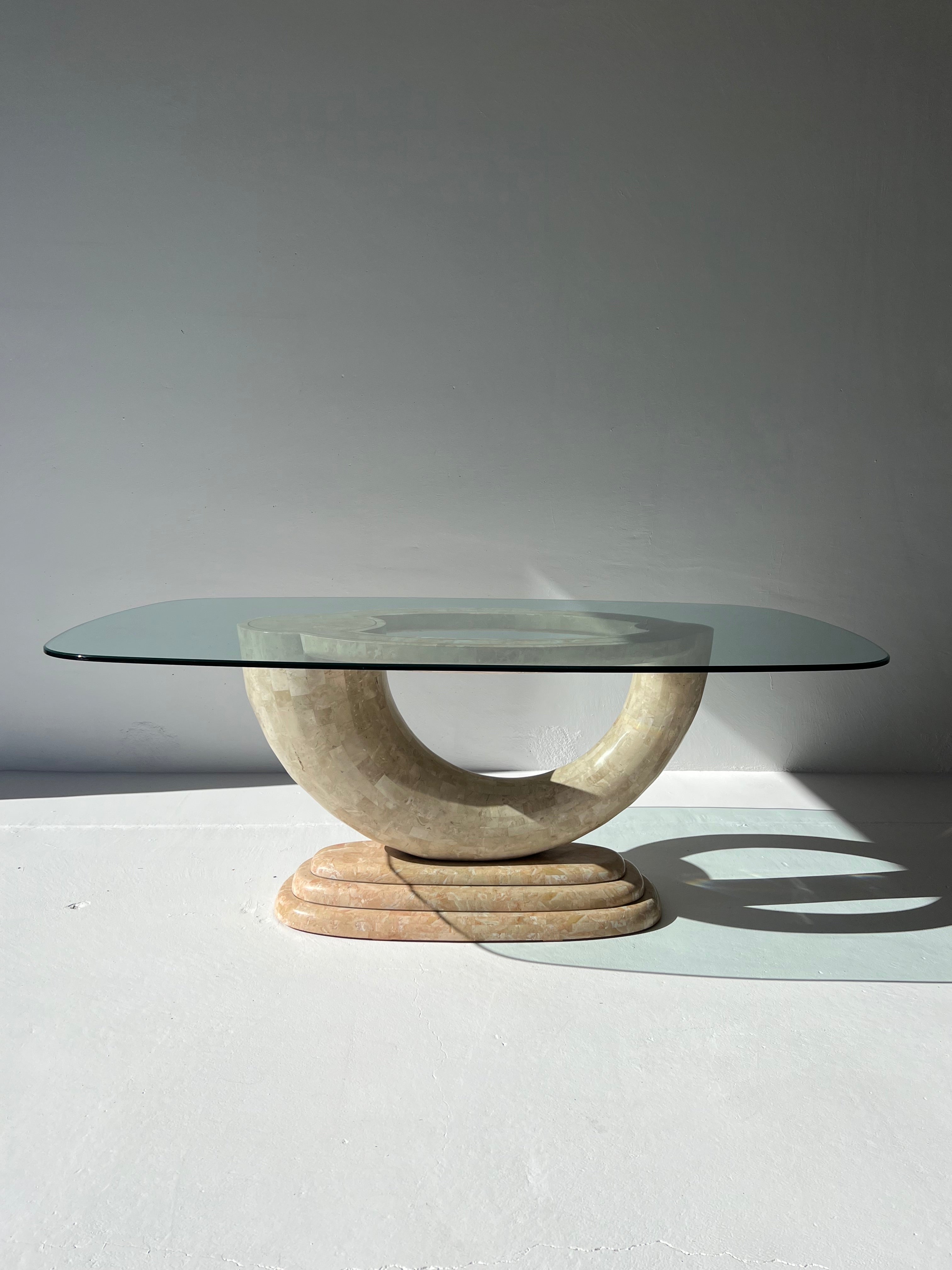 Tessellated Stone Dining Table with Glass Top
