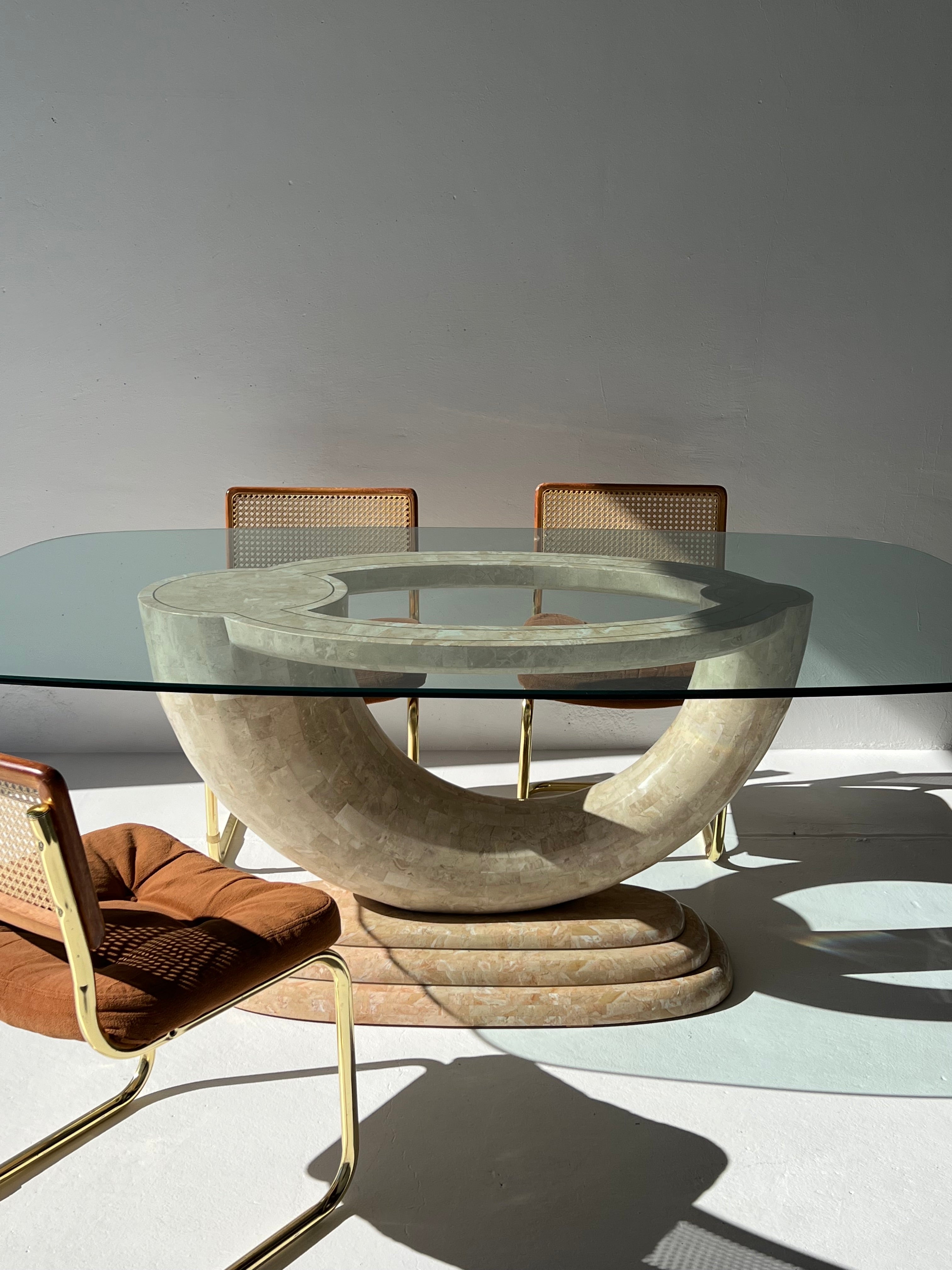 Tessellated Stone Dining Table with Glass Top