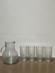 Ribbed Glass Tumblers & Pitcher Set