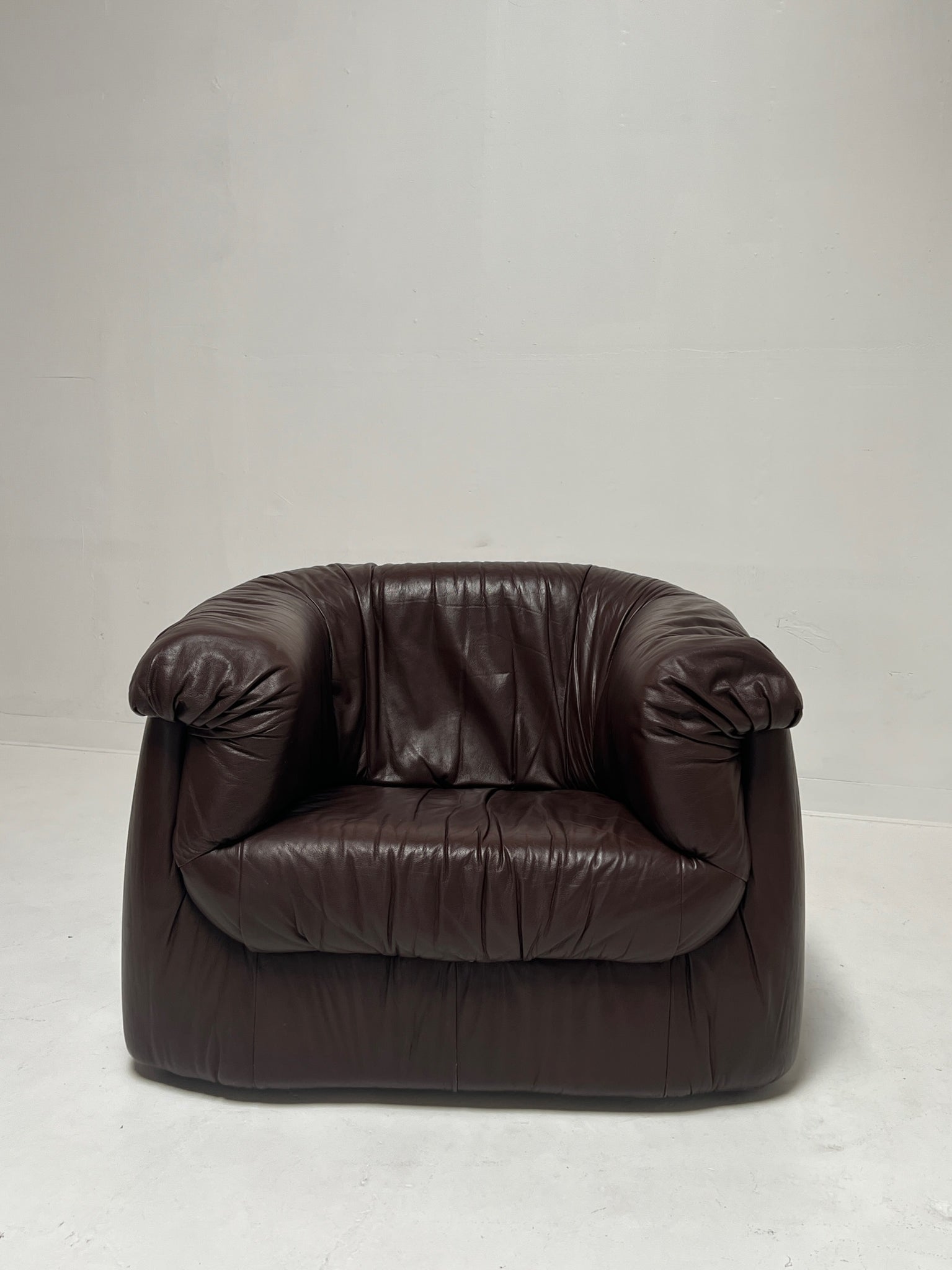 Italian Brown Leather Lounge Chair by Salotti Natuzzi