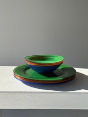 Colored Plate and Bowl Set