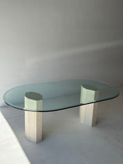 Travertine and Glass Top Dining Table