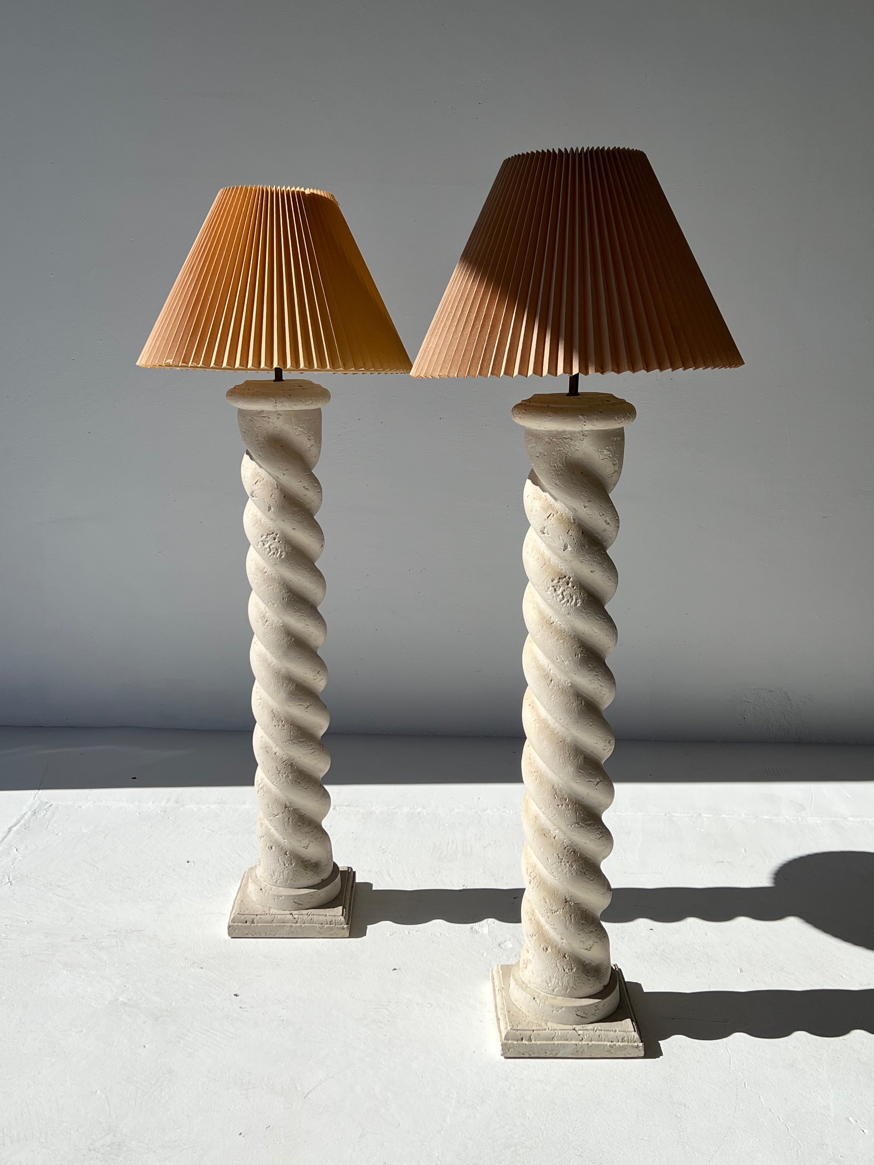 Michael Taylor Style Sculptural Plaster Spiral Column Floor Lamp
